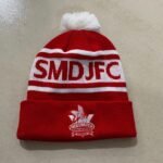 SMDJFC Red/ White Pom Pom Beanie