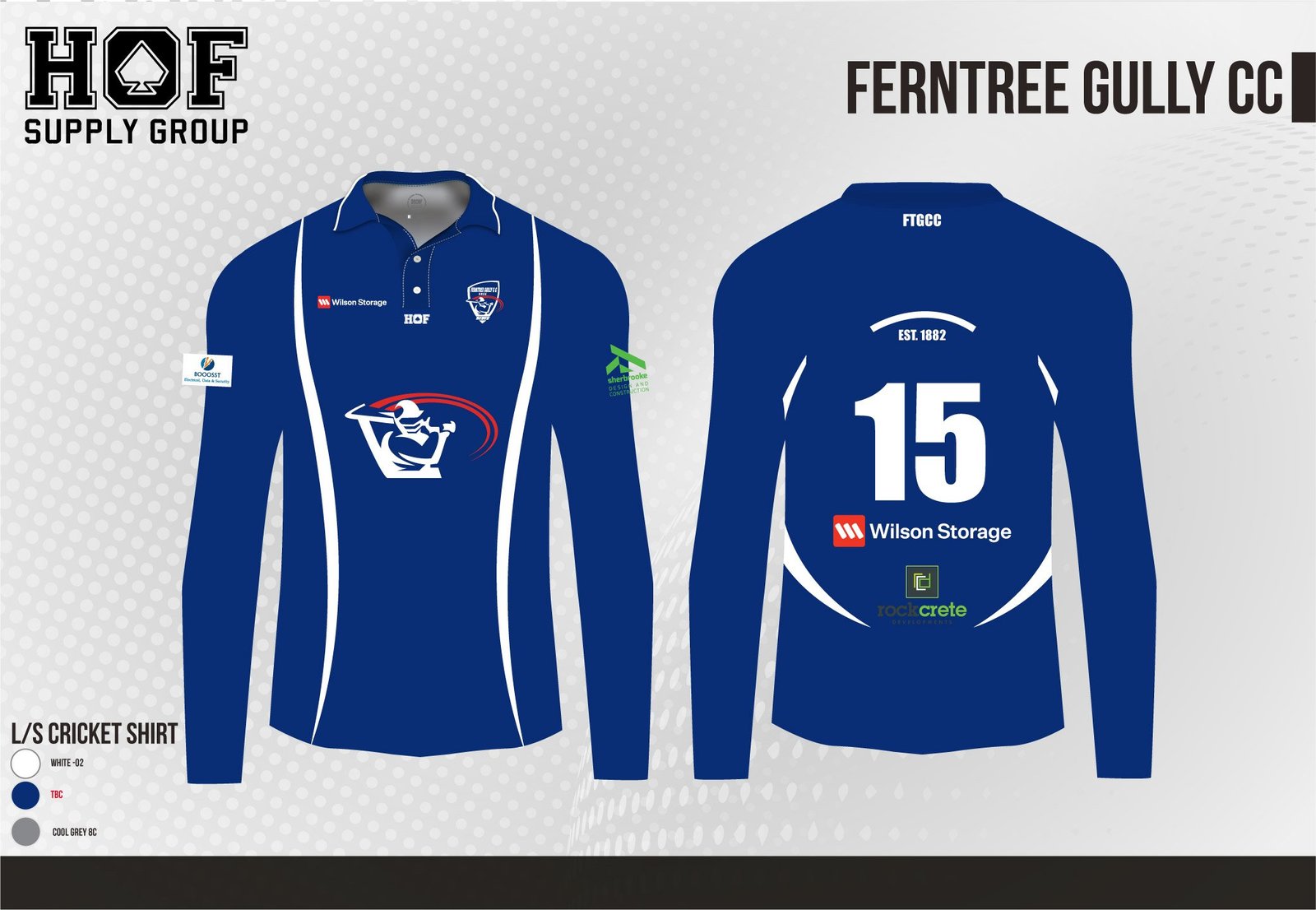 HOF-Ferntree-Gully-CC-18-06-25-07.jpg FTGCC Long sleeve 1 day polo ( PLAYERS MUST CHECK WITH CLUB RE ALLOCATED NUMBER) - Image 1