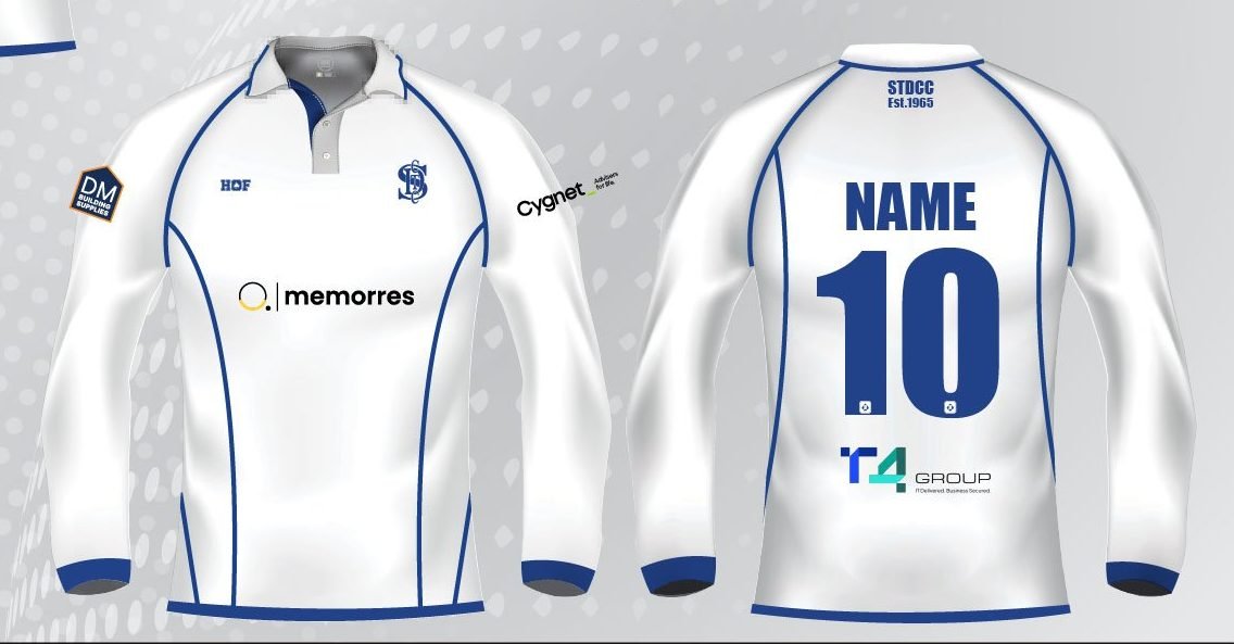HOF-St-Davids-CC-07-08-25-22-1-e1754544216205.jpg St David's CC Long-sleeve 2Day Playing Shirt (PLAYERS MUST CHECK WITH CLUB RE ALLOCATED NUMBER) - Image 1