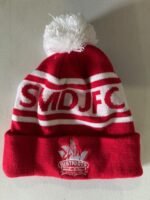 SMDJFC Red/ White Pom Pom Beanie - Image 2